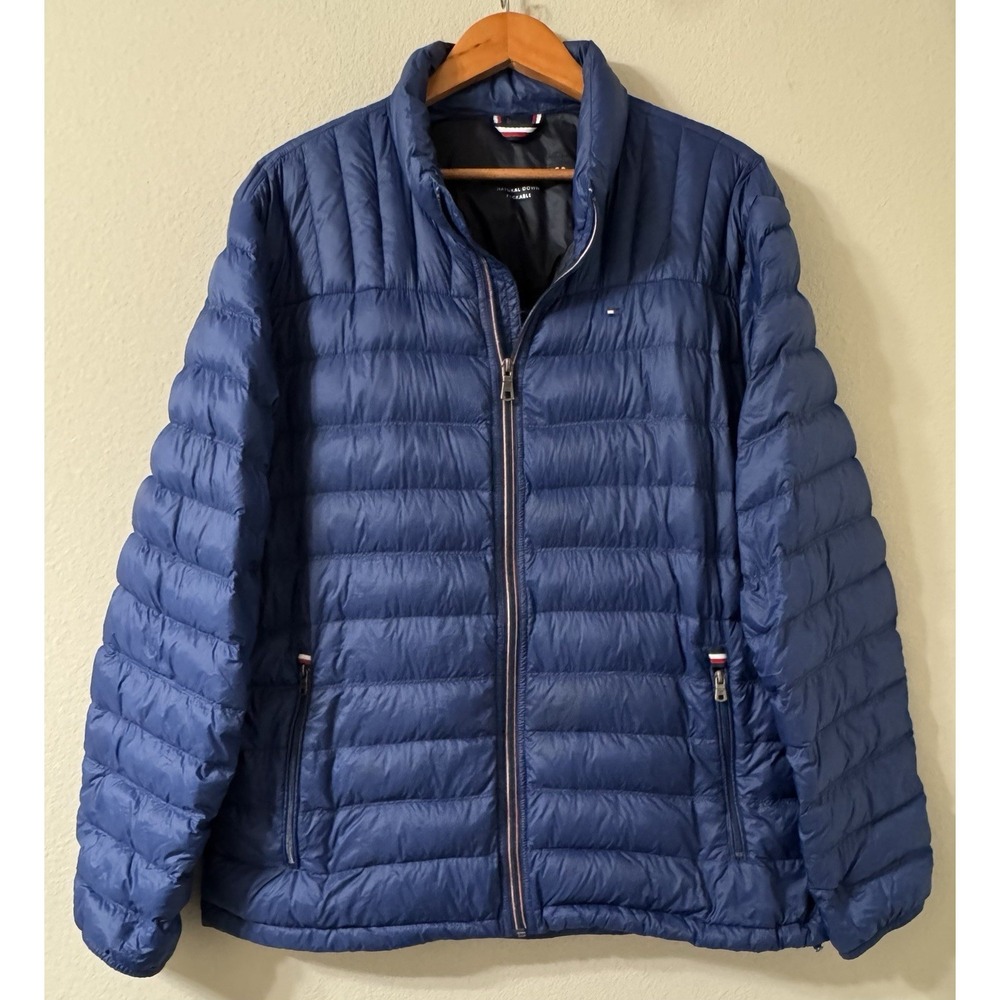 Tommy Hilfiger Men's 2XL Down Jacket Lightweight Packable Navy Blue
